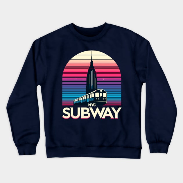 NYC Subway Crewneck Sweatshirt by Vehicles-Art